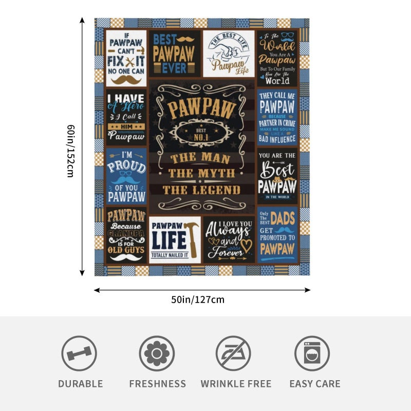 SIKLTY Pawpaw Gifts Throw Blanket 60"" x 50""  Birthday Gifts for Pawpaw from Grandkids  Paw Paw Gifts from Grandchildren  Best Pawpaw Gifts for Men  Paw Paw Gifts for Grandpa from Grandson Granddaughter - Image 5