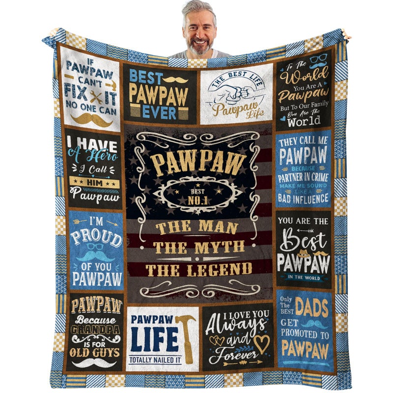 SIKLTY Pawpaw Gifts Throw Blanket 60"" x 50""  Birthday Gifts for Pawpaw from Grandkids  Paw Paw Gifts from Grandchildren  Best Pawpaw Gifts for Men  Paw Paw Gifts for Grandpa from Grandson Granddaughter - Image 1