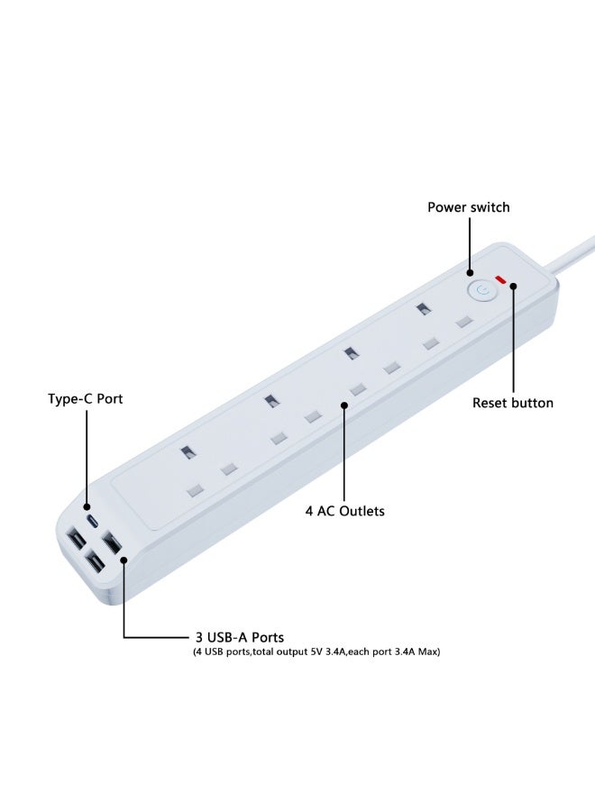 منفذ طاقة عالمي للشحن، مقبس USB، وظيفة توقيت، شريط طاقة قابل للتوسيع - Image 1