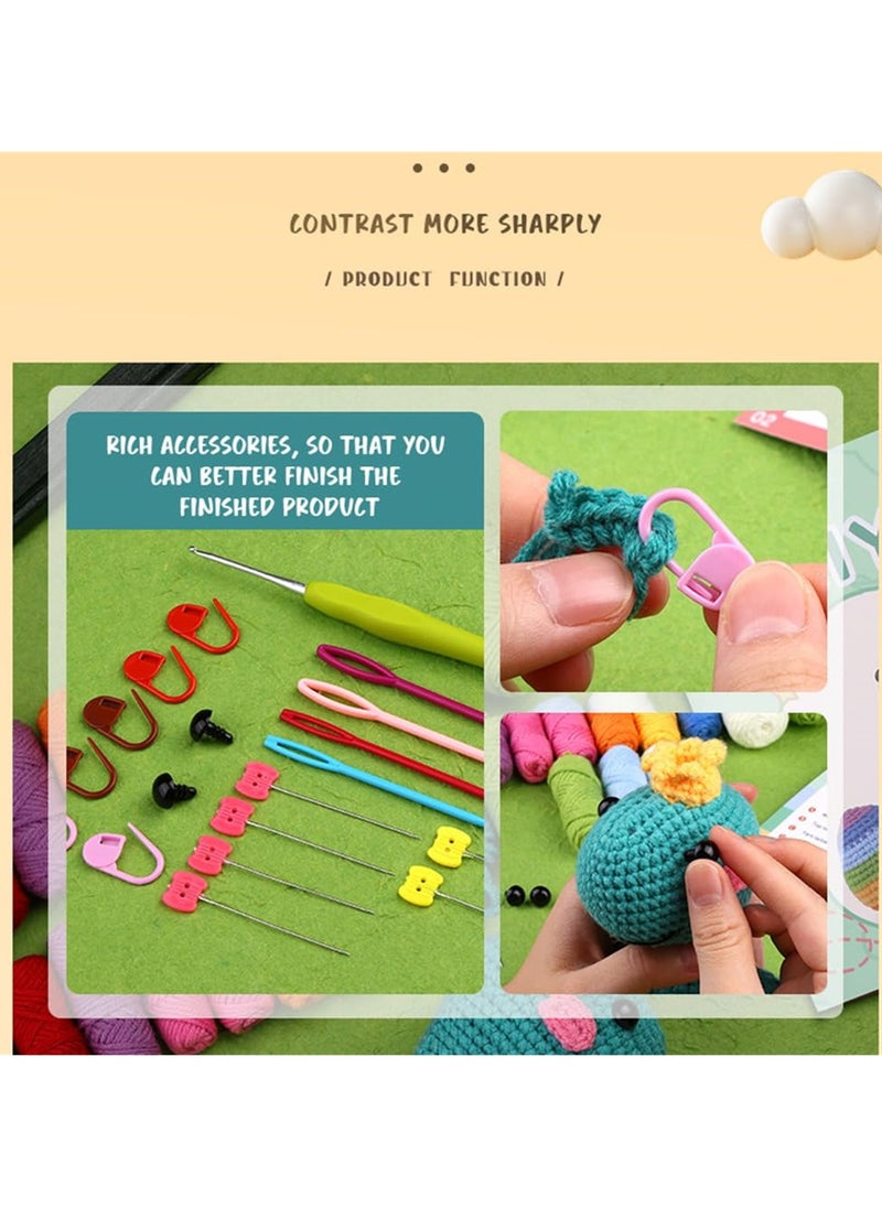 SYOSI - Dinosaur Crochet Kit for Beginners, Includes Yarn, Step-by-Step Instructions Video, and Crochet Tools,. Perfect Crochet Kit for Adults - Image 1