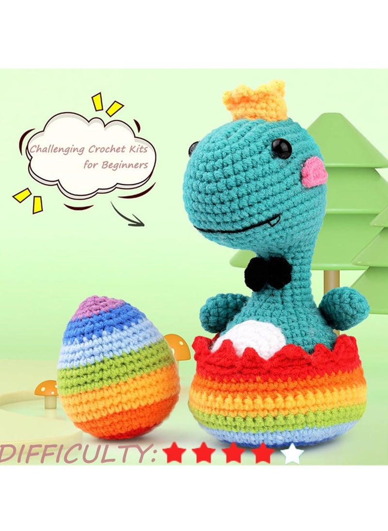 SYOSI - Dinosaur Crochet Kit for Beginners, Includes Yarn, Step-by-Step Instructions Video, and Crochet Tools,. Perfect Crochet Kit for Adults - Image 1