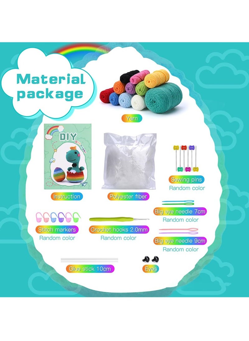 SYOSI - Dinosaur Crochet Kit for Beginners, Includes Yarn, Step-by-Step Instructions Video, and Crochet Tools,. Perfect Crochet Kit for Adults - Image 1
