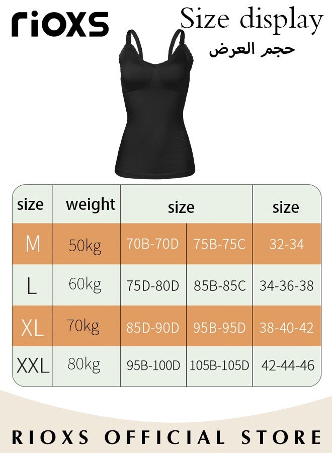 RIOXS Women's Nursing Vest,Pregnancy Slim Fit Vest Top For Mom,Elastic Fabric Breastfeeding Maternity Camisole,Ladies Free Nursing Vest Built-in Bra,Quick Clip-Down Access For Pumping/Nursing  - Image 3