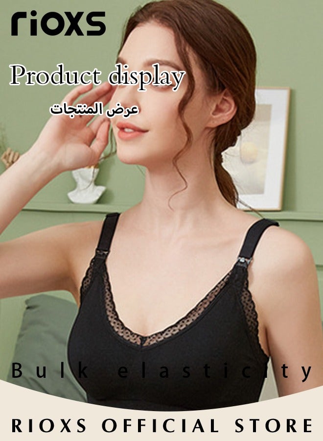 RIOXS Women's Nursing Vest,Pregnancy Slim Fit Vest Top For Mom,Elastic Fabric Breastfeeding Maternity Camisole,Ladies Free Nursing Vest Built-in Bra,Quick Clip-Down Access For Pumping/Nursing  - Image 2