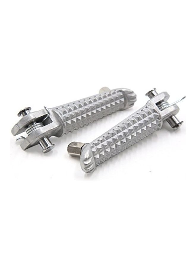 NIBEMINENT 1pair Motorcycle Aluminum Alloy Nonslip Foot Rest Pegs Front Pedal for Yamaha - Silver - Image 1