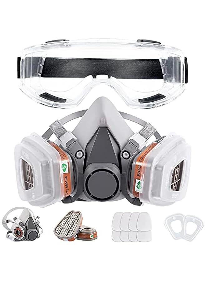 Arabest Respirator Mask Reusable Half Face Gas Cover/ Shield with Safety Glasses, Filters for Painting, Welding, Polishing, Woodworking and Other Work Protection (Medium)  - Image 1