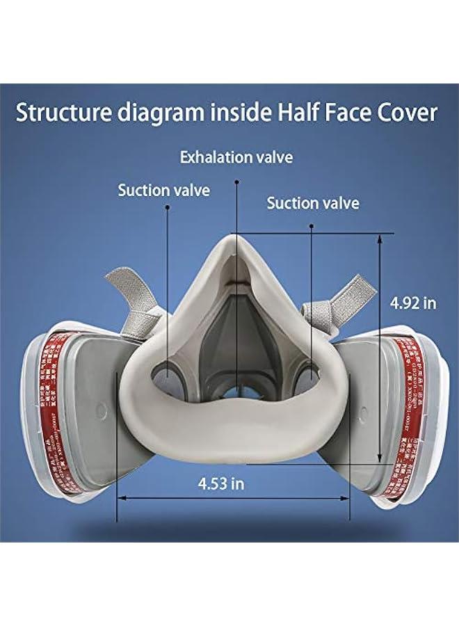 Arabest Respirator Mask Reusable Half Face Gas Cover/ Shield with Safety Glasses, Filters for Painting, Welding, Polishing, Woodworking and Other Work Protection (Medium)  - Image 3