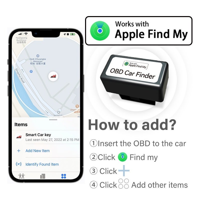 OBD Car GPS tracker Find My App finder Apple Find My location system vehicle Smart car key tracking device locator Exactly locate your car position Never need to recharge - Image 1