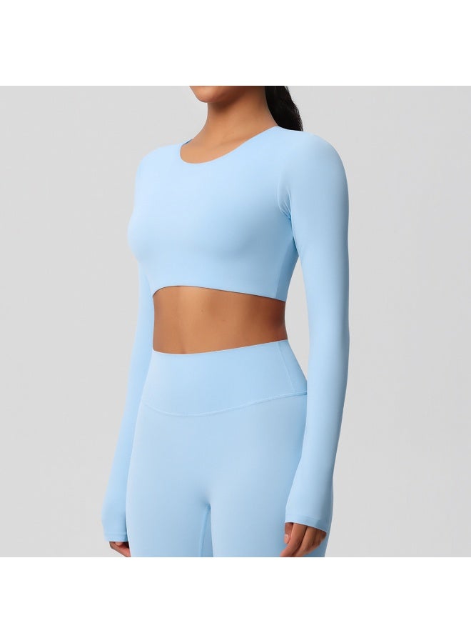 Yoga Shirts For Women Long Sleeve With Padded Fitness Running Gym Clothes Workout Dry Fit Breathable High Elastic Sports Top - Image 3