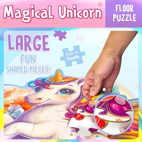 LINAYE Unicorn Puzzle for Kids Ages 46 Unicorn Floor Puzzles for Girls 46 48 Pieces Large Puzzles for Toddlers Kids Christmas Birthday Gifts Toys for 3 4 5 6 7 8 Year Old Girls - Image 5