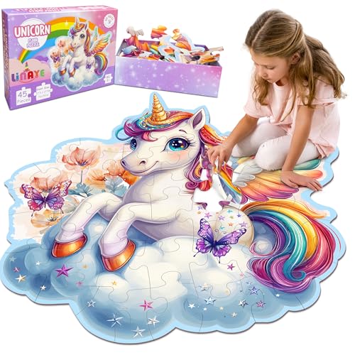 LINAYE Unicorn Puzzle for Kids Ages 46 Unicorn Floor Puzzles for Girls 46 48 Pieces Large Puzzles for Toddlers Kids Christmas Birthday Gifts Toys for 3 4 5 6 7 8 Year Old Girls - Image 1