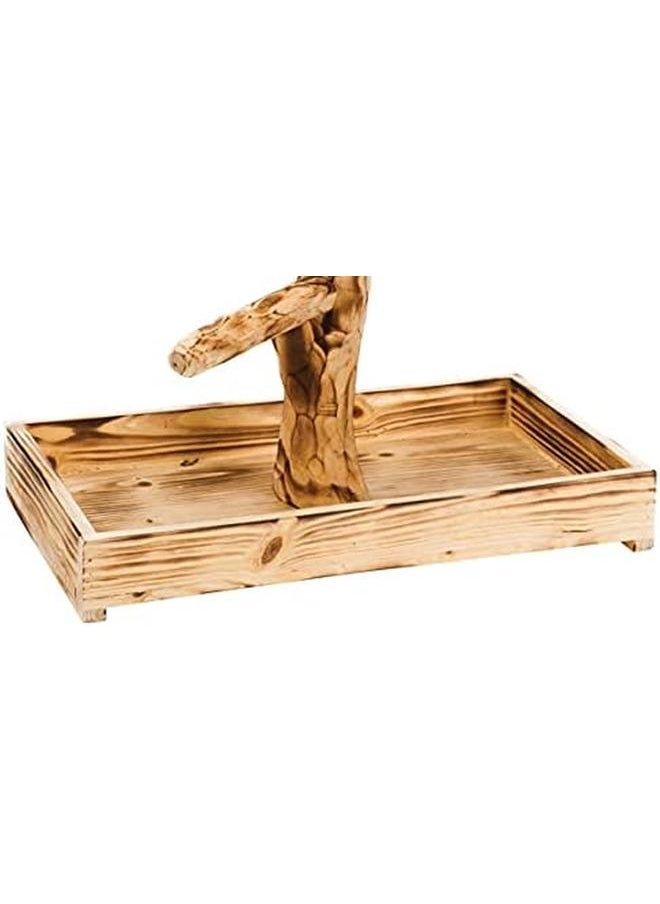 Penn Plax - Bird Life Natural Wood Tree Perch For Large Birds And Parrots – Includes Food And Water Bowls And Drop Tray – Large - Image 1