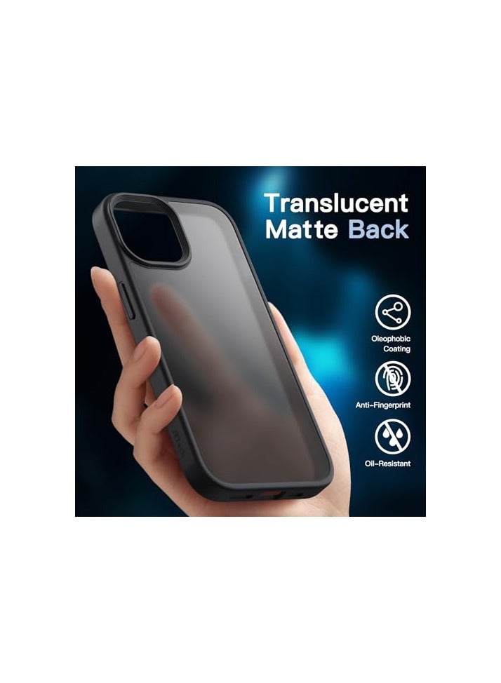 جي تيك حافظة JETech 5 في 1 غير لامعة لهاتف iPhone 15 مقاس 6.1 بوصة مع عبوتين لكل واقي شاشة من الزجاج المقسى وواقي عدسة الكاميرا، غطاء هاتف خلفي شفاف مقاوم للصدمات (أسود) - Image 3