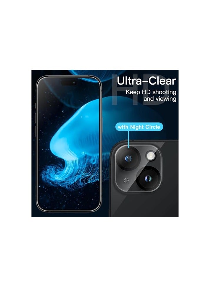 جي تيك حافظة JETech 5 في 1 غير لامعة لهاتف iPhone 15 مقاس 6.1 بوصة مع عبوتين لكل واقي شاشة من الزجاج المقسى وواقي عدسة الكاميرا، غطاء هاتف خلفي شفاف مقاوم للصدمات (أسود) - Image 5