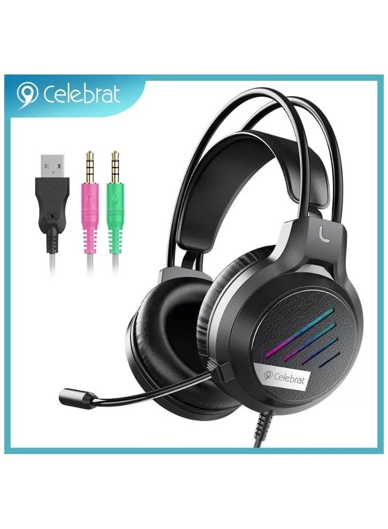 Celebrat GM-2 Wired Gaming Headset with High-Quality Sound Adjustable Headband and Built-in Microphone - Image 2