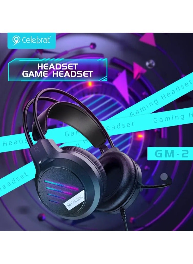 Celebrat GM-2 Wired Gaming Headset with High-Quality Sound Adjustable Headband and Built-in Microphone - Image 4