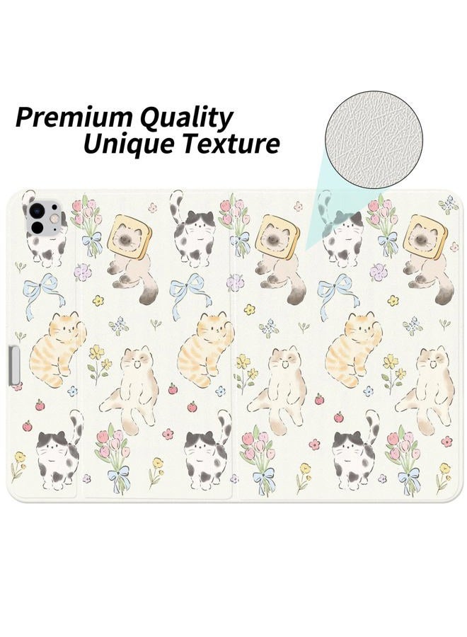 JOYLAND Cute Kitten Case for iPad 10th Generation 2022 10.9"/iPad(A16) 11th Generation 2025 11" with Pencil Holder Multi-Angle Viewing Folio Stand Cover Textured Leather Tablet Cover Auto Sleep/Wake - Image 2