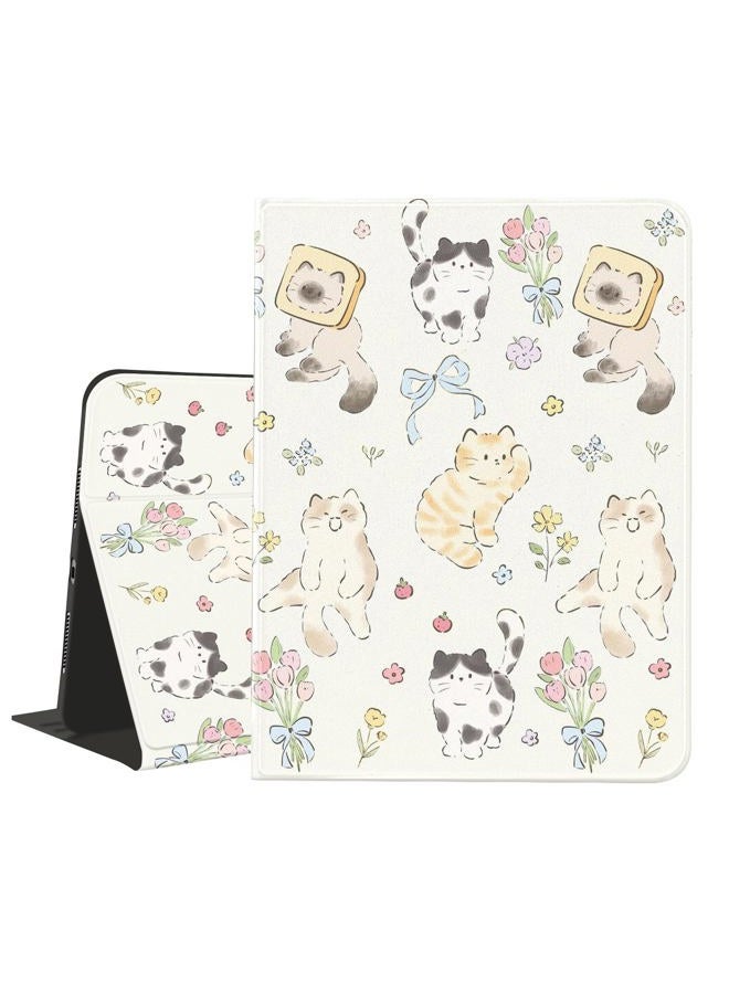 JOYLAND Cute Kitten Case for iPad 10th Generation 2022 10.9"/iPad(A16) 11th Generation 2025 11" with Pencil Holder Multi-Angle Viewing Folio Stand Cover Textured Leather Tablet Cover Auto Sleep/Wake - Image 1