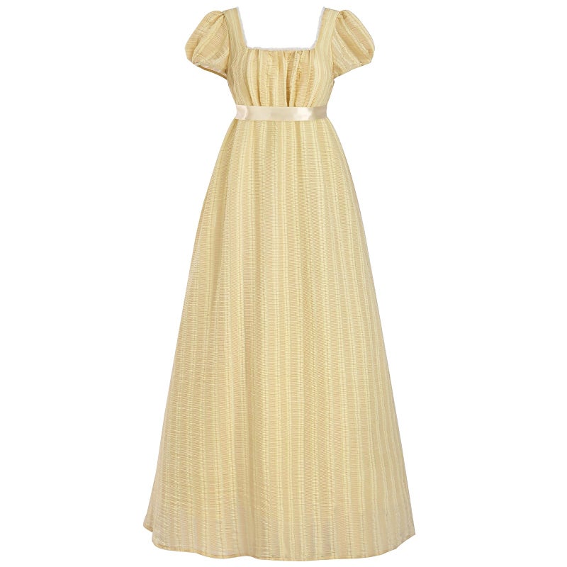 FCCAM Regency Dresses for Women Empire Ball Gown Regency Era Victorian Dress Sand XXL