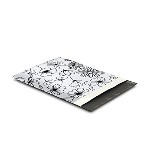 Pro Supply Global 10x13 (100) Black and White Sketched Floral Summer Designer Poly Mailers Waterproof Self Sealing Tear Resistant Polymailers Shipping Envelopes Premium Printed Bags For Small Businesses - Image 5