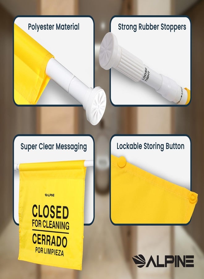 Alpine Restroom Closed for Cleaning Sign 2 Pack, Commercial Door Barricade Sign, English & Spanish Bathroom Sign, Yellow Safety Hanging Sign for Cleaning In Progress Restroom - Image 4