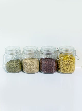 Pack of 4 Large Mason Jars with Lids. 1100ml Capacity, Perfect for Storing, Canning, Pickling. Cereal, Sugar, BPA free, 11 cm x 11 cm x 15 cm - Clear - view 5