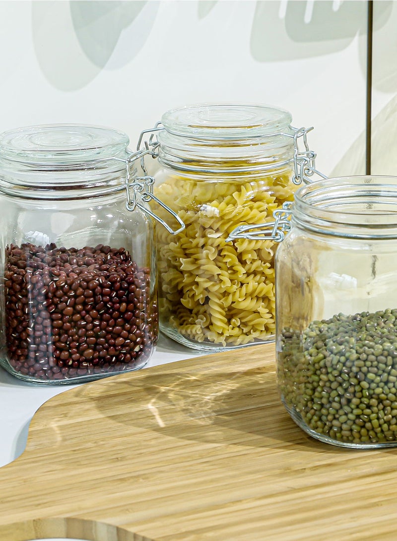 noon عبوة من 4 برطمانات ميسون كبيرة مع أغطية. سعة 1100 مل، مثالية للتخزين، التعليب، التخليل. حبوب، سكر، خالية من BPA، 11 سم × 11 سم × 15 سم - شفاف - Image 4