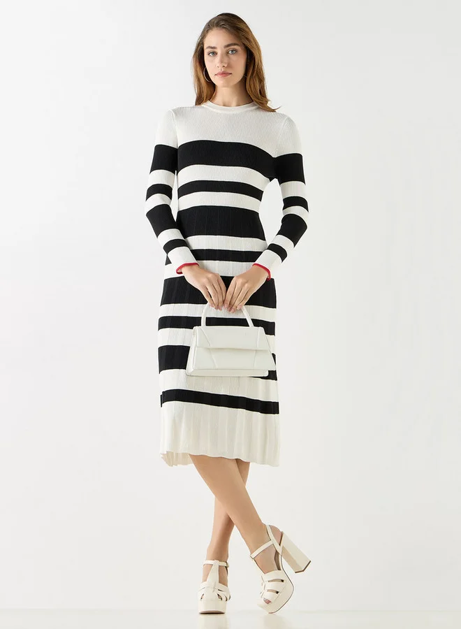 2Xtremz 2Xtremz Striped A-line Dress with Long Sleeves