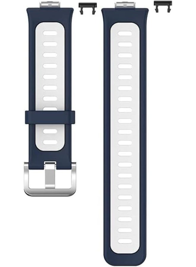 Silicone Watch Band Compatible with Huawei Watch Fit (Blue & White) - Image 2