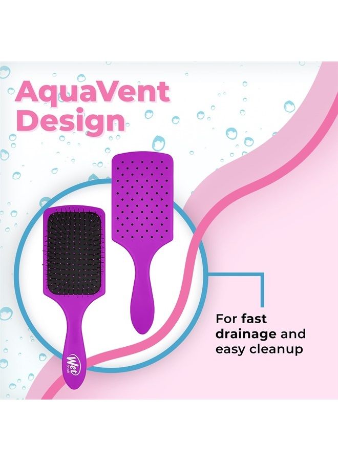 Wet Brush Paddle Hair Brush, Purple - Ultra-Soft IntelliFlex Detangling Bristles with AquaVent Design For Spreading Hair Treatments Evenly - Pain-Free Hair Brush For Women, Men, Wet And Dry Hair - Image 2