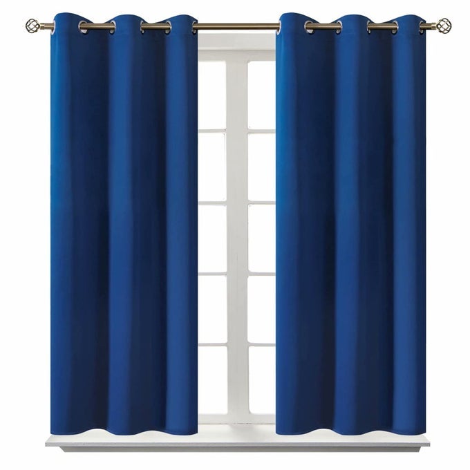 BLACKOUT CURTAINS FOR BEDROOM GROMMET THERMAL INSULATED ROOM DARKENING CURTAINS FOR LIVING ROOM 38 X 45 INCH 2 PANELS ROYAL BLUE