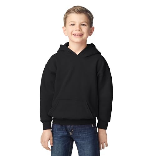 Gildan Youth Hoodie Sweatshirt, Style G18500B, Black, Large - Image 1