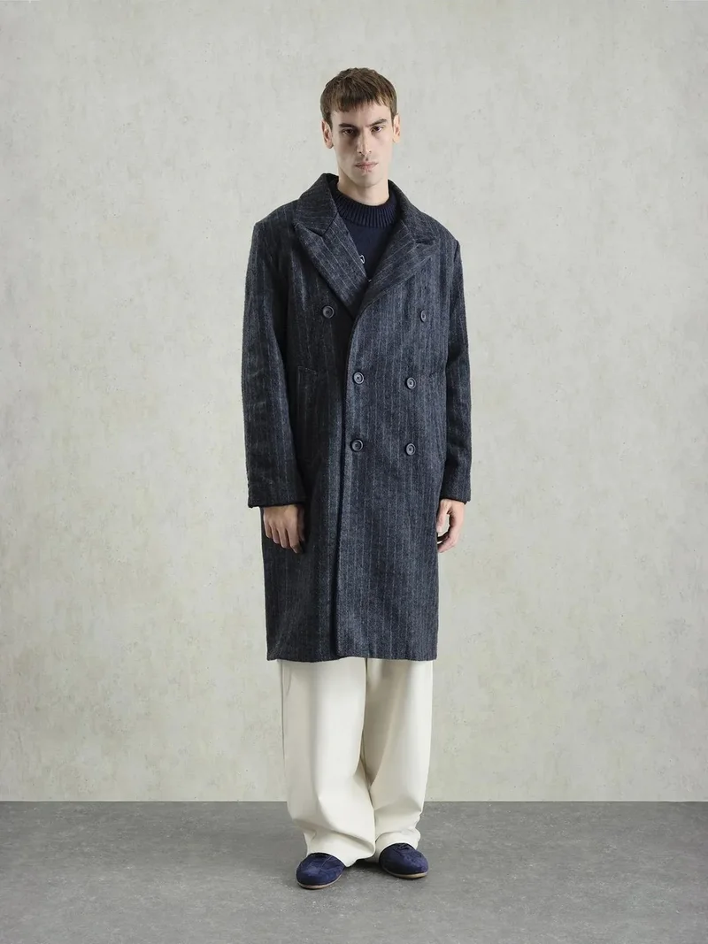 Giesto Navy Blue GIESTO Textured Buttoned Striped Jacket for Men | Best Price UAE