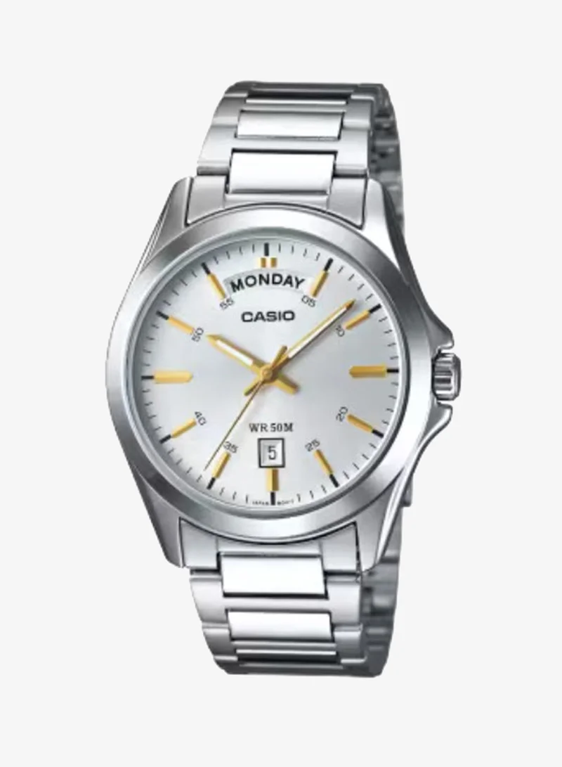 Casio Men's Analog Display Watch With Silver Stainless Steel Strap - MTP-1370D-7A2