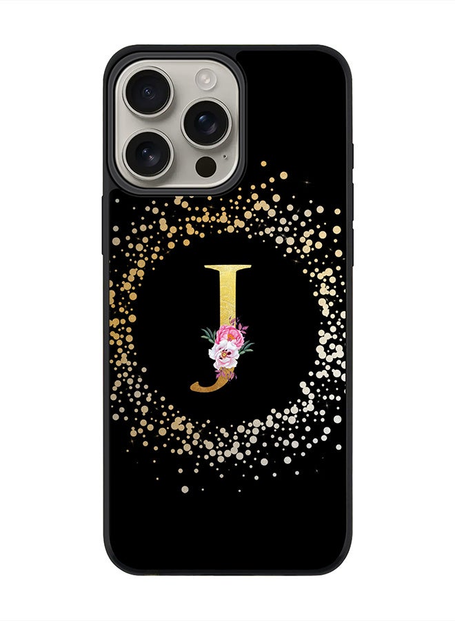 Stylizedd For iPhone 16 Pro Max Case [Compatible with MagSafe] Slim Magnetic cover Phone Case iPhone 16 Pro Max -Custom Monogram Floral - J ( Black ) - Image 1