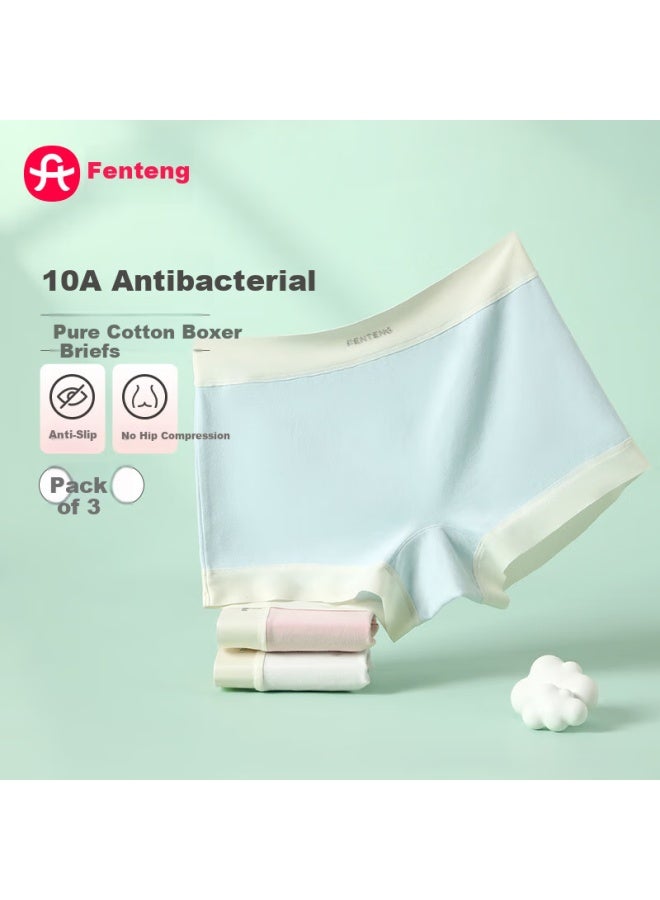 Fenton Fenteng Women's Underwear, 3-pack, Two-way Wear, 10a Antibacterial Pure Cotton Comfortable Breathable Anti-exposure Boyshorts For Wome - Image 1