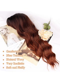 NAYOO NAYOO Auburn Wigs with Bangs for Women Long Curly Wavy Hair Wigs Heat Resistant Synthetic Fiber Wigs for Daily Party Use 26 Inches (Ombre Auburn)  - Image 3