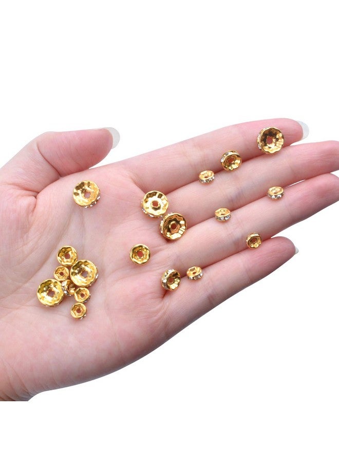 Aylifu 400 Pieces Round Crystal Spacer Beads Rondelle Charm Beads 6Mm 8Mm 10Mm For Jewelery Making Gold Color - Image 2