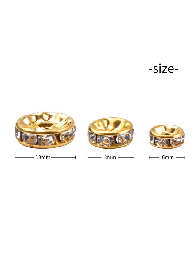 Aylifu 400 Pieces Round Crystal Spacer Beads Rondelle Charm Beads 6Mm 8Mm 10Mm For Jewelery Making Gold Color - Image 3