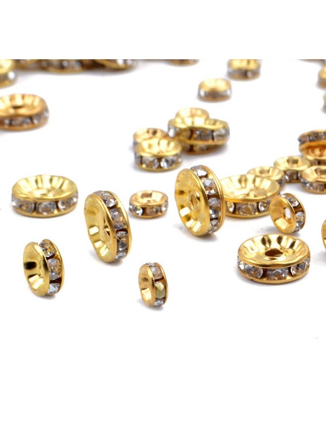 Aylifu 400 Pieces Round Crystal Spacer Beads Rondelle Charm Beads 6Mm 8Mm 10Mm For Jewelery Making Gold Color - Image 4