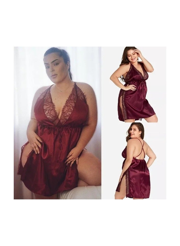 1-Piece Women Night Gowns Sleepwear,Nightwear Long Sleeping Dress,Luxury Women Casual Night Dress,Ladies Home Dressing,Colour Wine - Image 4