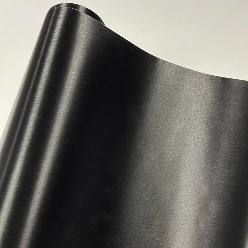 LZLRUN Brushed Metallic Steel Vinyl Wrap Roll with Air Release Technology DIY Styling Adhesive Decal Wrapping Car Accessories (Black, 1.65ft x 5ft) - Image 2