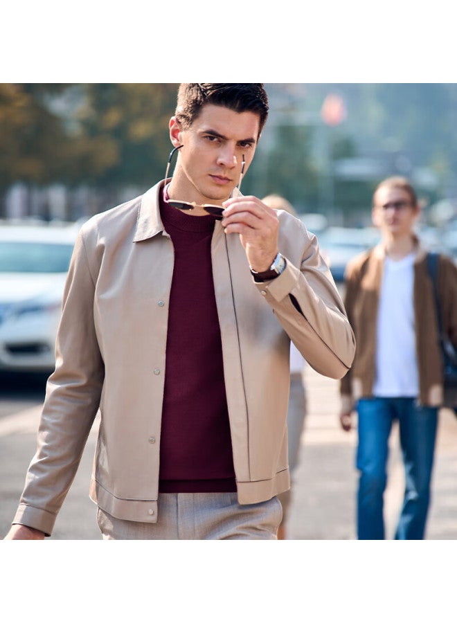 Mr. Bu Mr. Bu Dawei Celebrity- Pired Autumn And Winter Machine-washable Pure Wool Sweater For Men, Wine Red, Xxxxl/195  - Image 5
