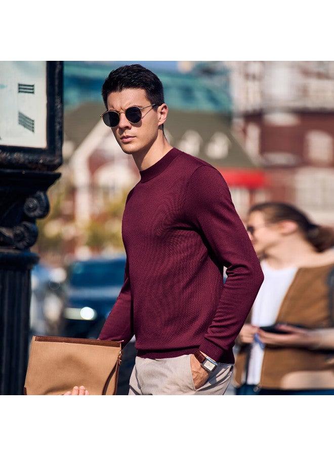 Mr. Bu Mr. Bu Dawei Celebrity- Pired Autumn And Winter Machine-washable Pure Wool Sweater For Men, Wine Red, Xxxxl/195  - Image 3