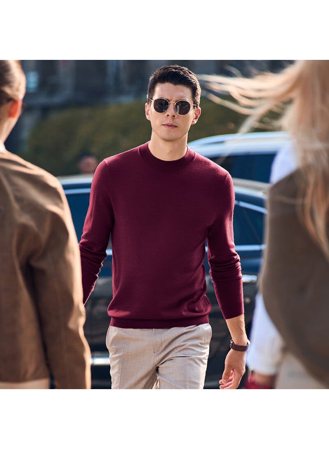Mr. Bu Mr. Bu Dawei Celebrity- Pired Autumn And Winter Machine-washable Pure Wool Sweater For Men, Wine Red, Xxxxl/195  - Image 4