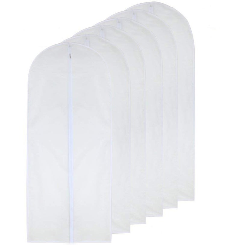Garment Bag Clear for Long Dress 24 x 60 Zippered Garment Bags for Hanging Clothes White Breathable Full Zipper Dust Cover for Clothes Storage Closet Pack Of 6