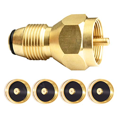 Joywayus Propane Tank Refill Adapter with 4 Propane Bottle Caps Universal for All 1 lb Propane Tank Small Cylinders - Safest Tank Fill Attachment and Solid Brass Regulator Valve Accessory - Image 1
