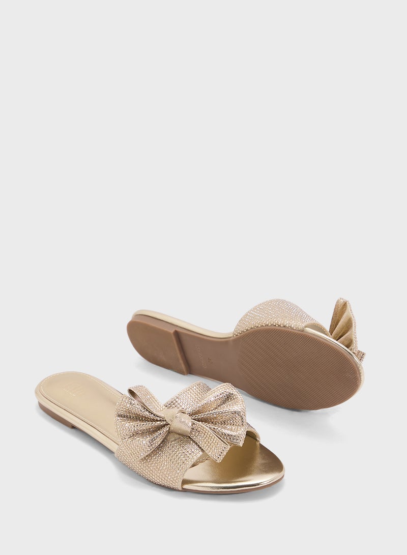 ELLA Pointed Flat Sandal With Bow - Image 3