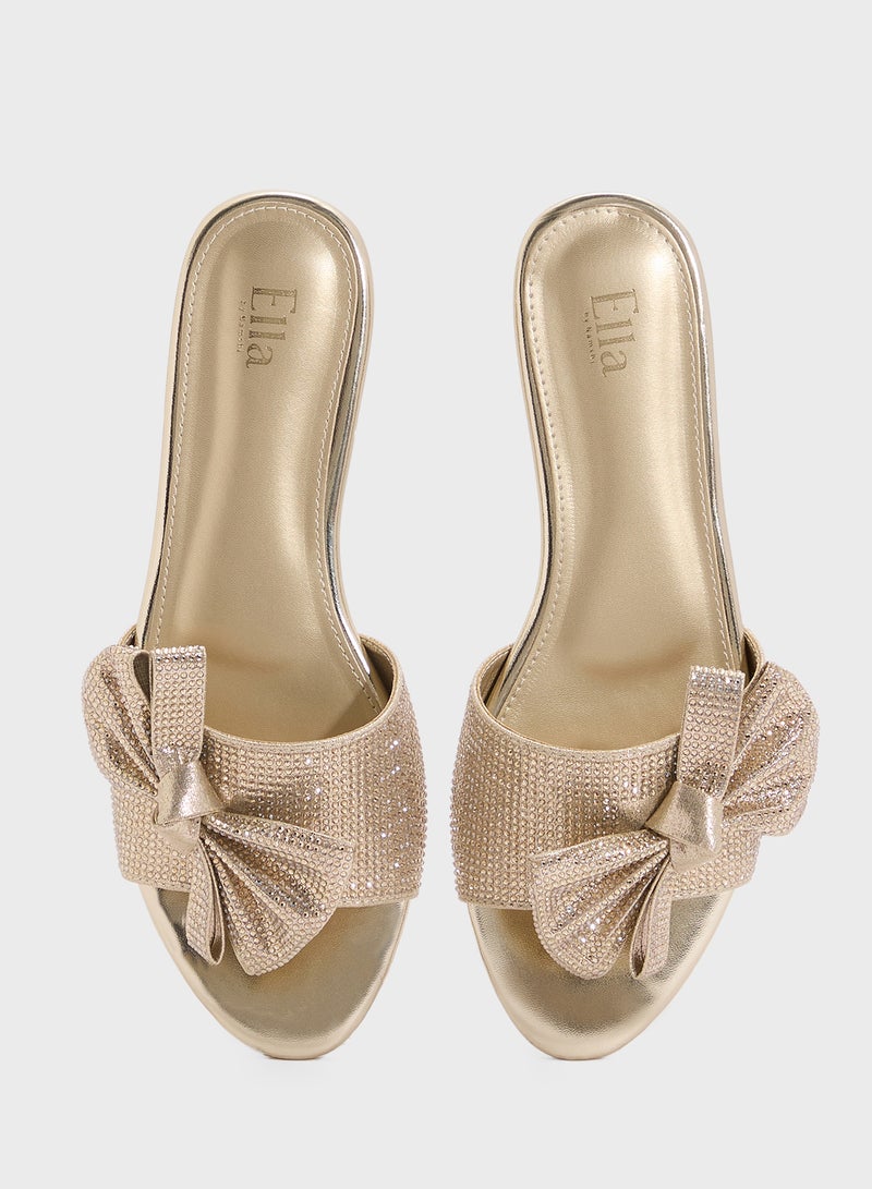 ELLA Pointed Flat Sandal With Bow - Image 4