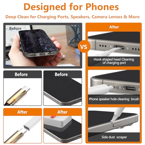 GintaXen Cell Phone Cleaning Kit, iPhone Cleaning Kit for Charging Port Cleaner Keyboard Cleaning Kit for Airpods/Android/USB C/Earbuds/Laptop/iPad/Camera Lens with Stylus Pen (White (with Putty and Cloth)) - Image 2